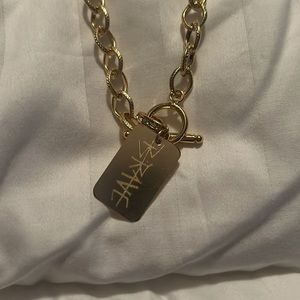 Sarah Briggs “Brave,” toggle clasp necklace.